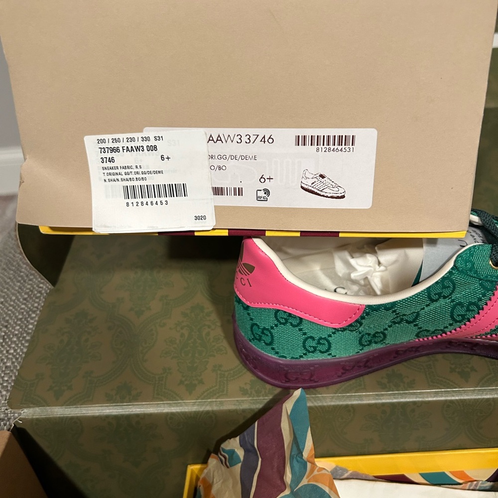 Brand new in box , Gucci-Adidas collab monogram gazelle